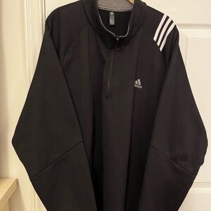 Adidas Men's Black fleece jacket with White Stripes